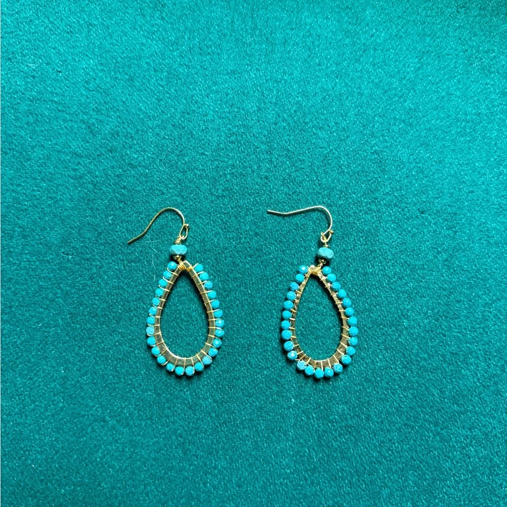 Nordstrom Gold Dangle Hoop with Turquoise Beads
